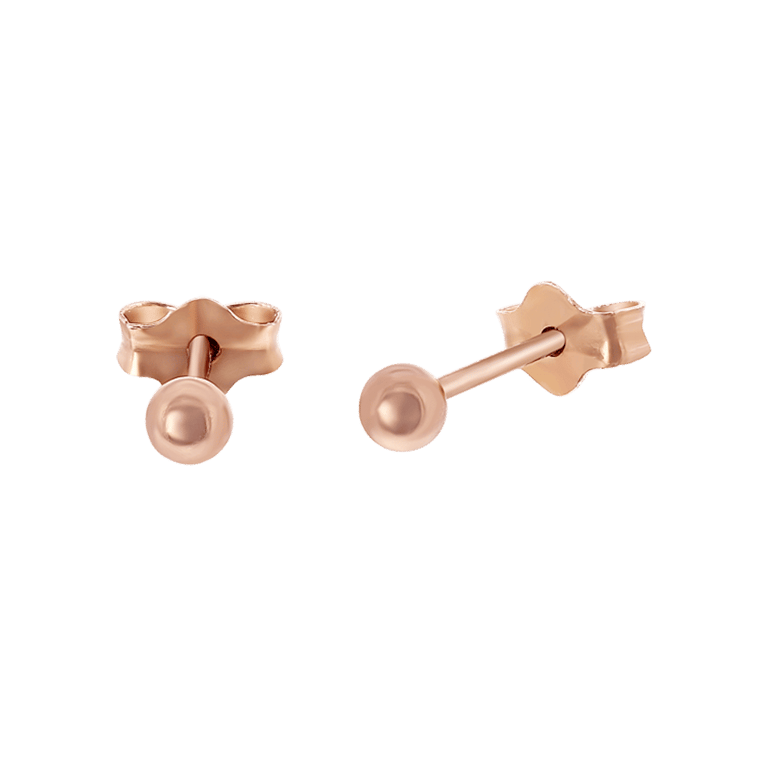 Silberne Ohrringe Kugel rotvergoldet 3 mm