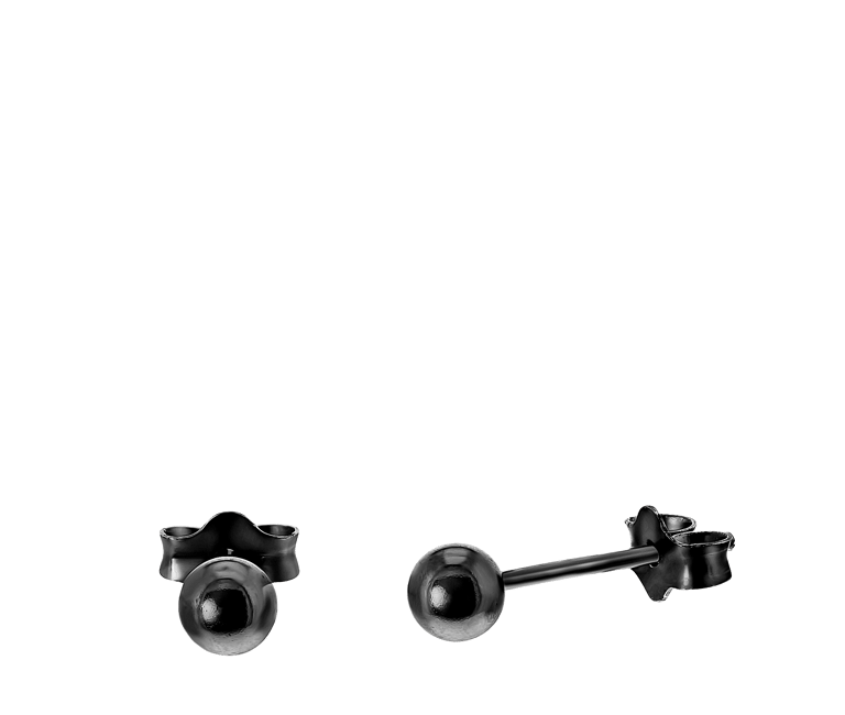 Silberne Ohrringe Kugel schwarz beschichtet 4 mm