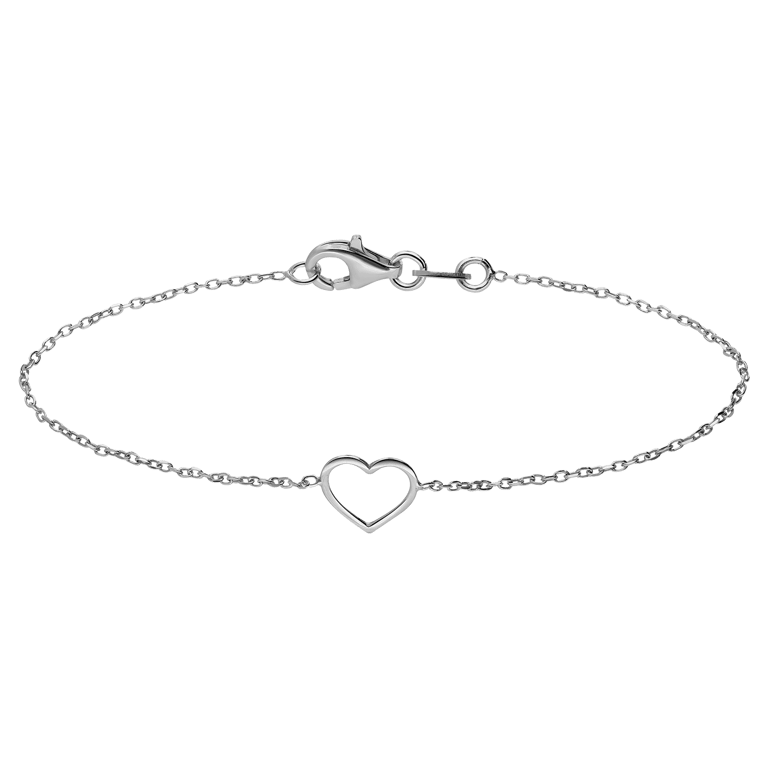 Armband aus 925er Silber, offenes Herz