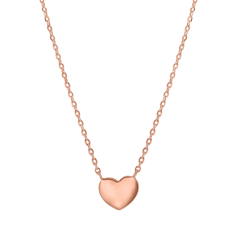 Zilveren roséplated ketting met hanger hart voor dames