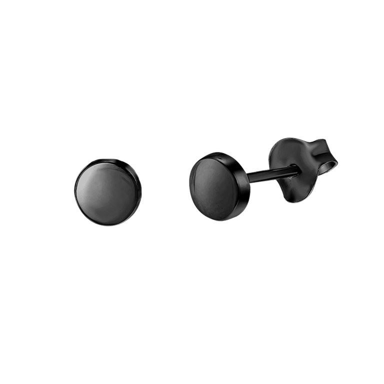 Silberne Ohrringe rund 5 mm schwarz beschichtet