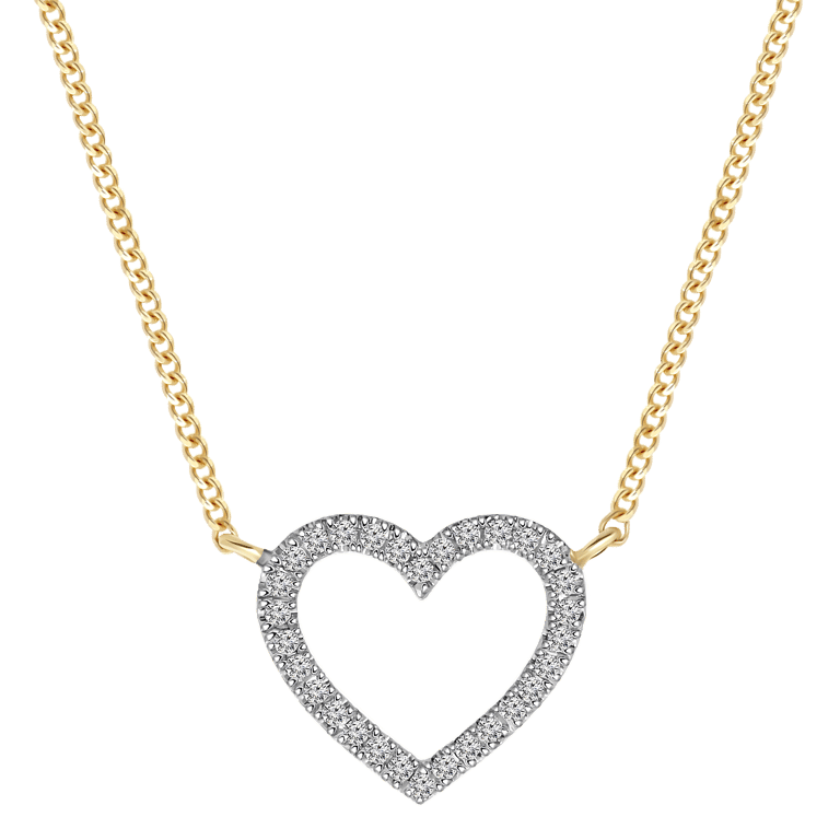 14 Karaat geelgouden ketting hart diamant 0,05ct