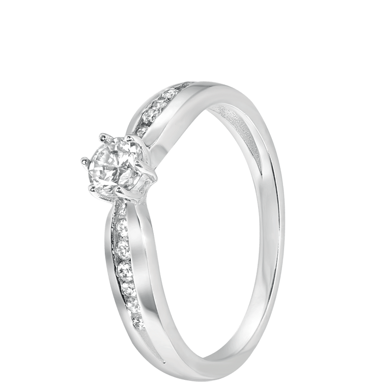 Rhodinierter Silberring mit Zirkonia