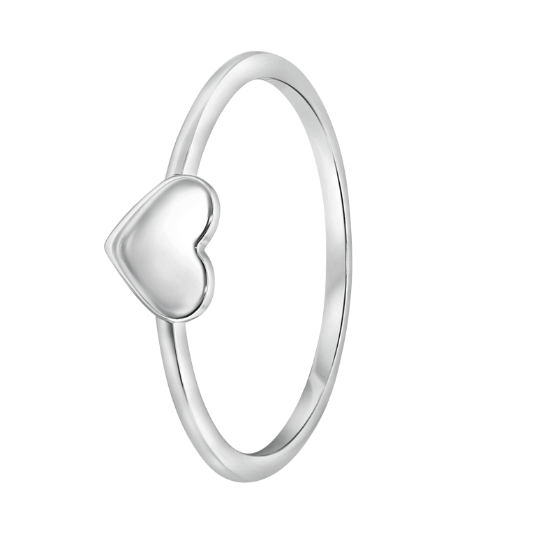 Zilveren ring rhodiumplated hart