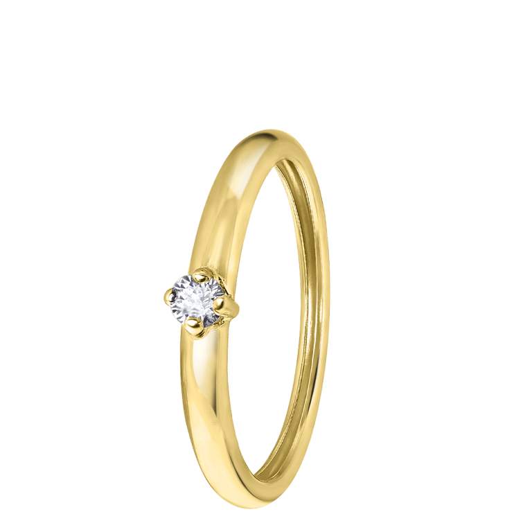 14 karaat geelgouden ring solitair met zirkonia