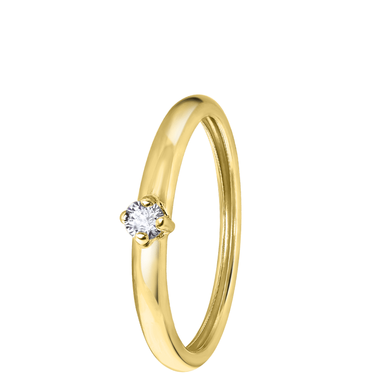 Solitär-Ring, 585 Gelbgold, mit Zirkonia