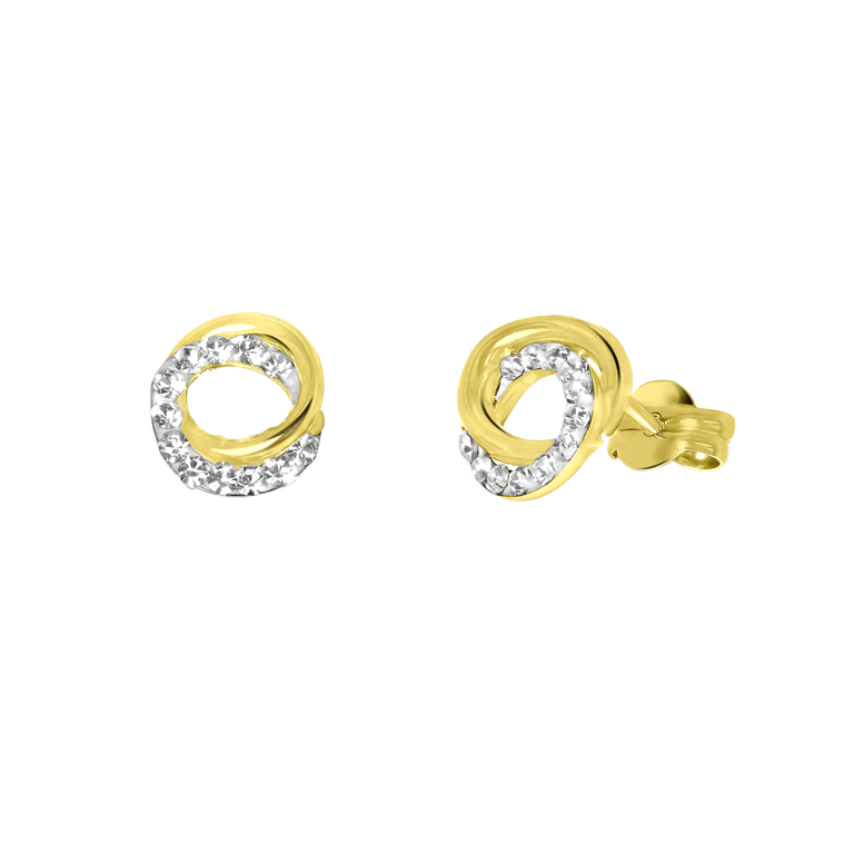 Ohrringe, 585 Gelbgold, Ring mit Kristall
