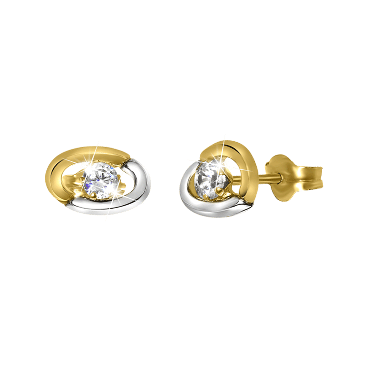 585 Gold Bicolor-Ohrringe mit Zirkonia