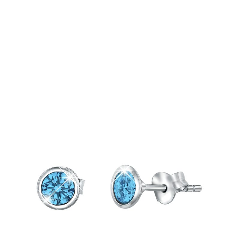 Zilveren oorknoppen met Swarovski kristal  aquamarine voor dames