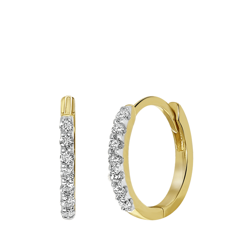 14 Karaat geelgouden oorbellen met diamant 0,15ct