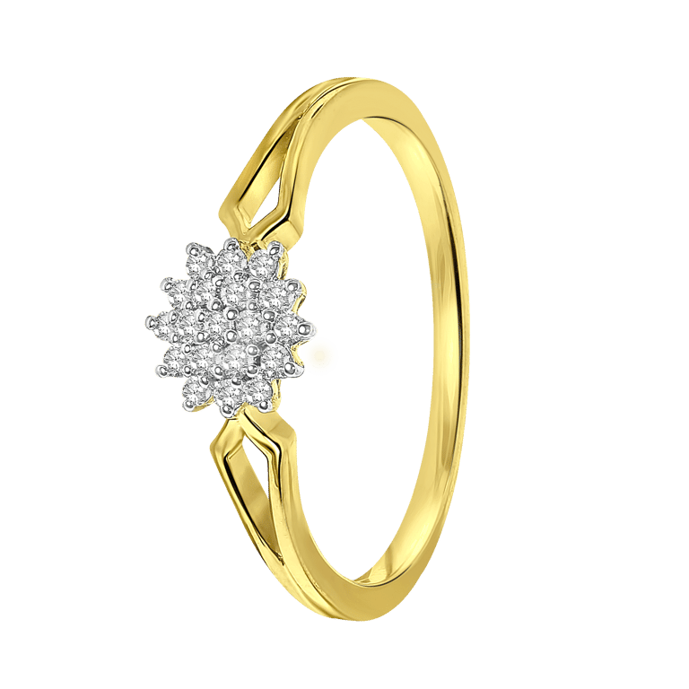 14 karaat geelgouden ring entourage 19 diamanten 0,12ct