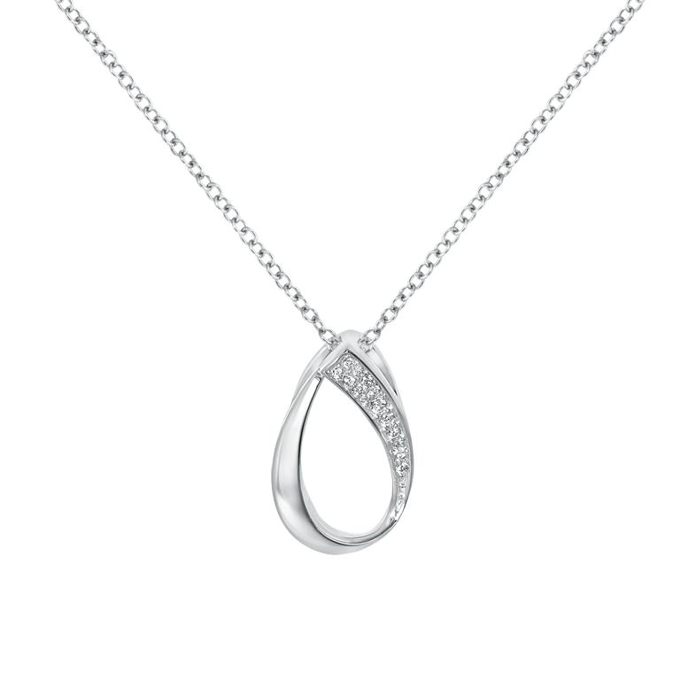 Zilveren ketting&hanger druppel met zirkonia