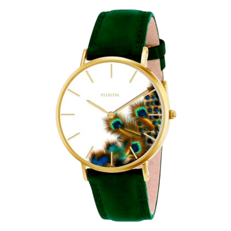 Clueless horloge met groene leren band