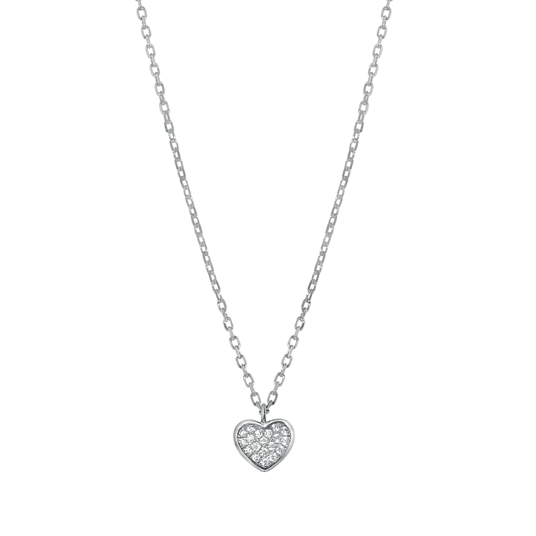 Zilveren ketting&hanger hart met zirkonia