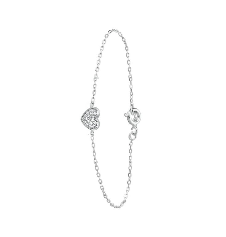 Armband, 925 Silber, Herz mit Zirkonia