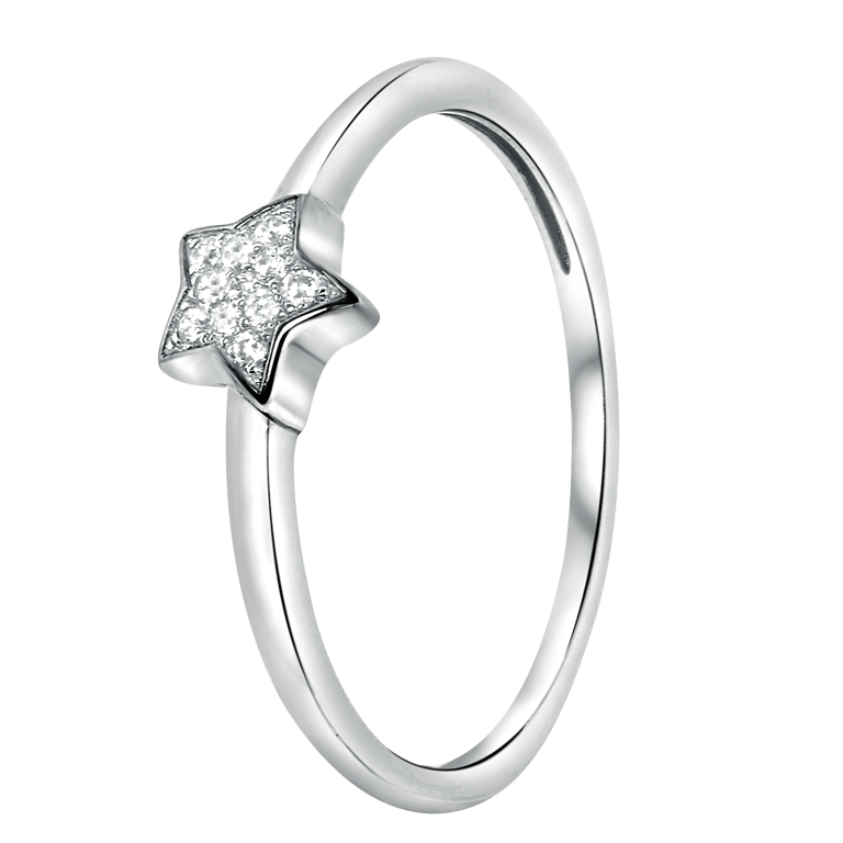 Zilveren ring galaxy ster met zirkonia