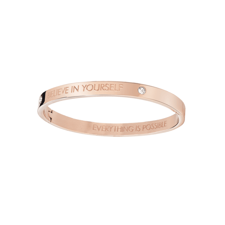Guess stalen roséplated bangle met kristal voor dames