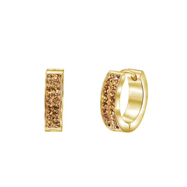 Colours by Kate gerecycled stainless steel goldplated oorringen light colorado kristal voor dames