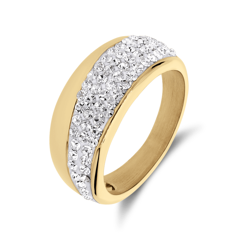Stalen goldplated ring met kristal voor dames