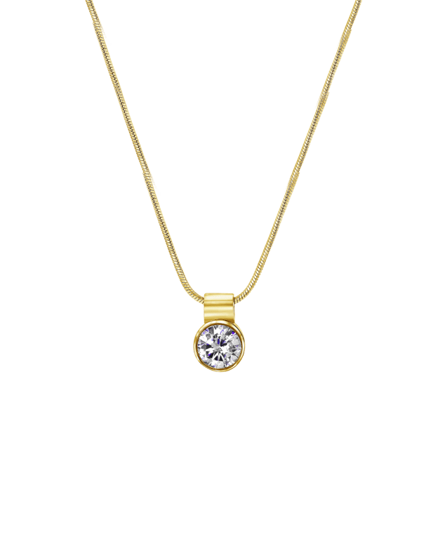Stalen goldplated ketting met hanger met zirkonia voor dames