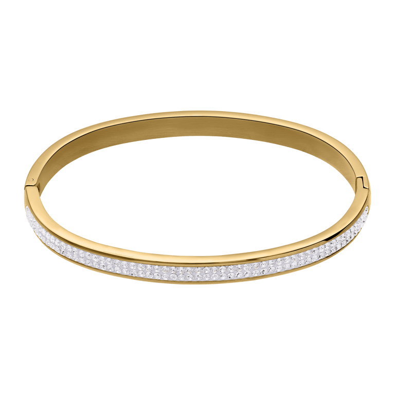 Gerecycleerd stainless steel armband goldplated wit kristal