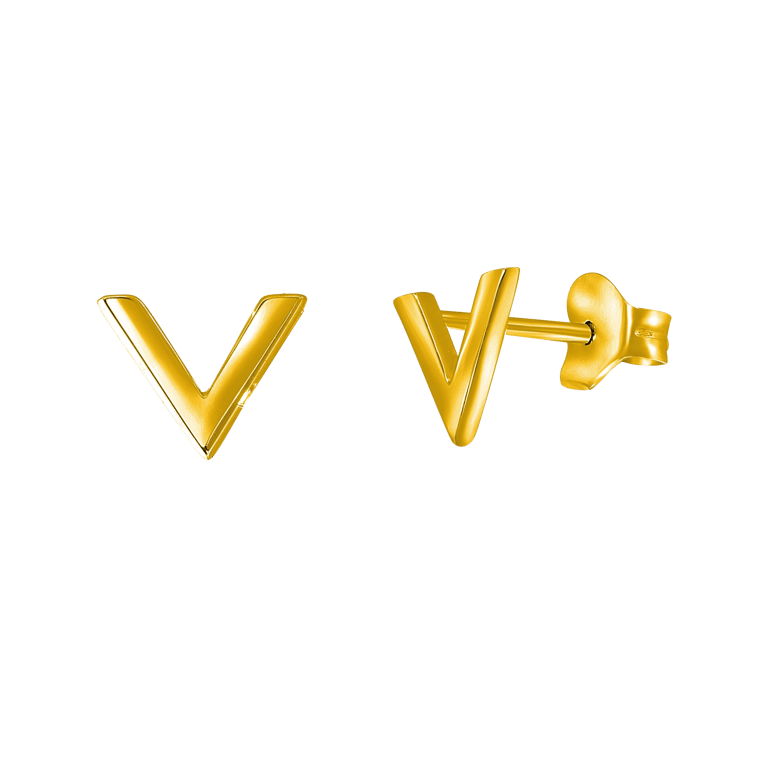 Zilveren oorbellen goldplated V