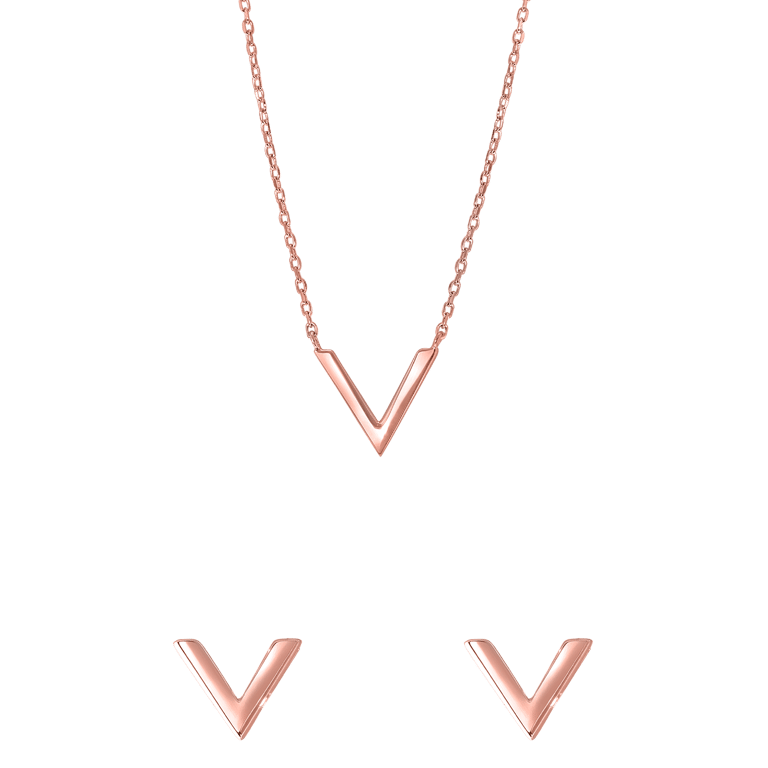 Zilveren roséplated sieradenset voor dames