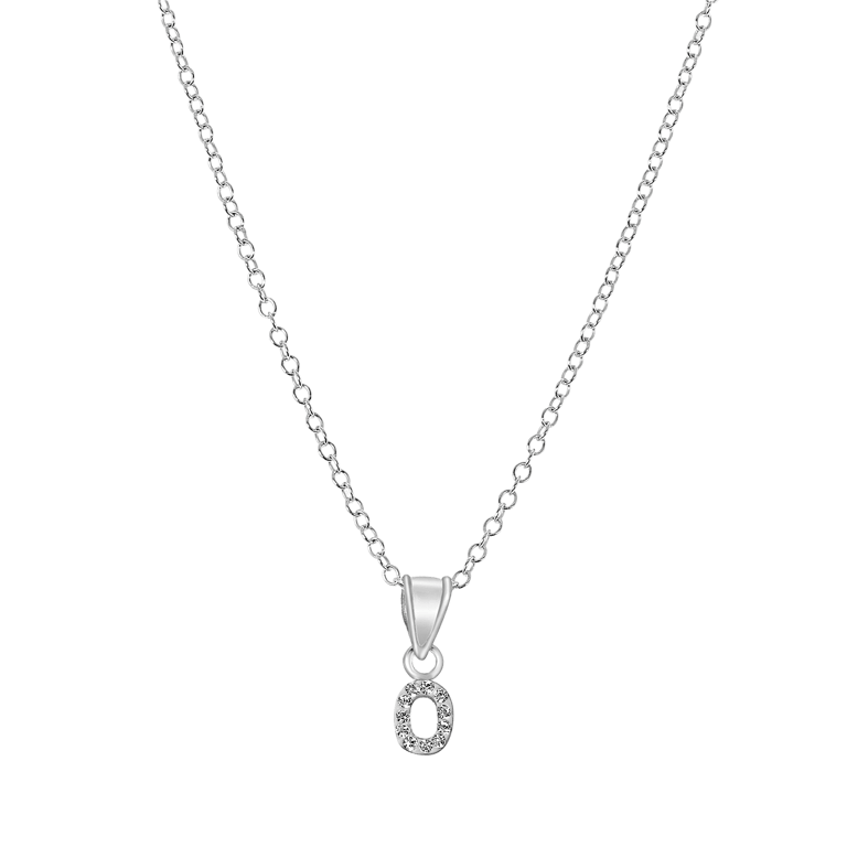 Kinder-Halskette, 925 Silber, Initialen mit weißem Kristall