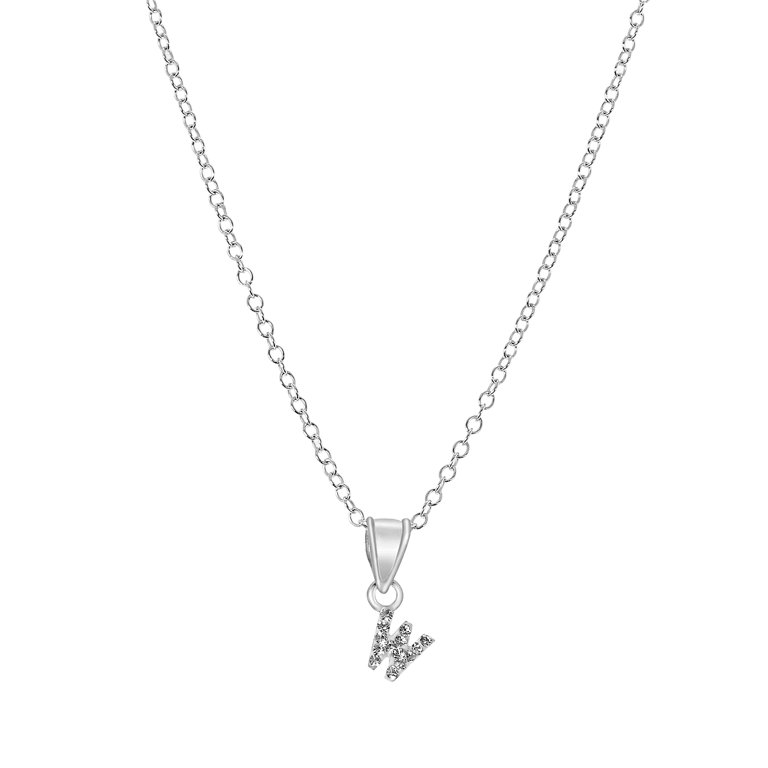 Kinder-Halskette, 925 Silber, Initialen mit weißem Kristall
