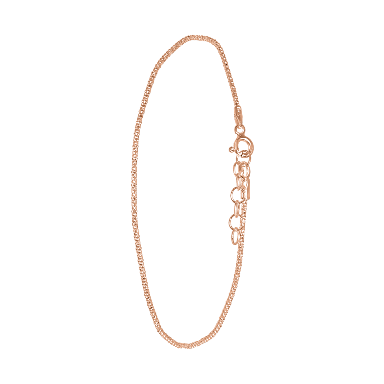 Zilveren roséplated enkelbandje voor dames