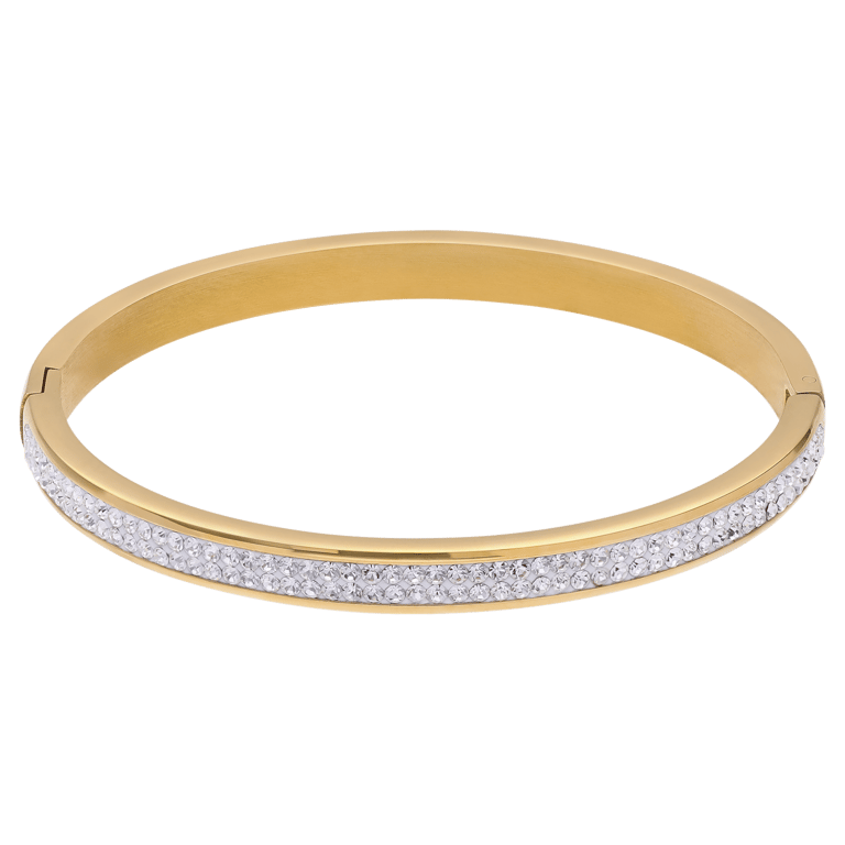 Gerecycleerd stainless steel kinderarmband goldplated wit kristal