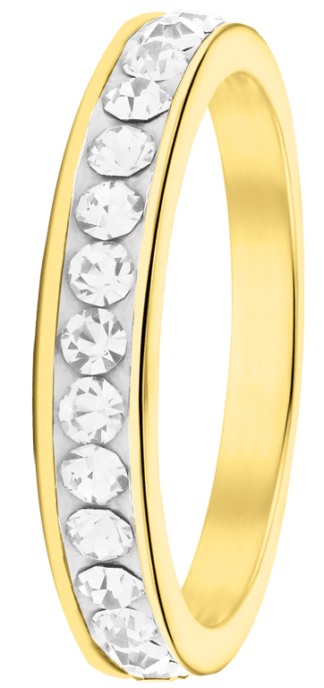 Stainless steel goldplated kinderring met kristal