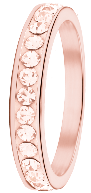 Stalen roséplated kinderring met kristal