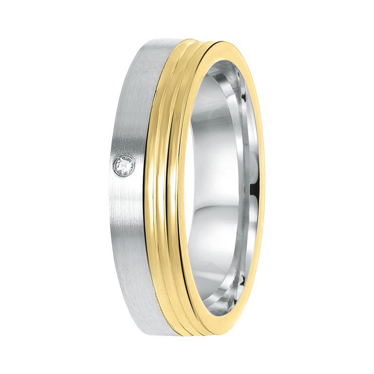 Zilveren goldplated liefdesring Fiji breed met zirkonia voor dames