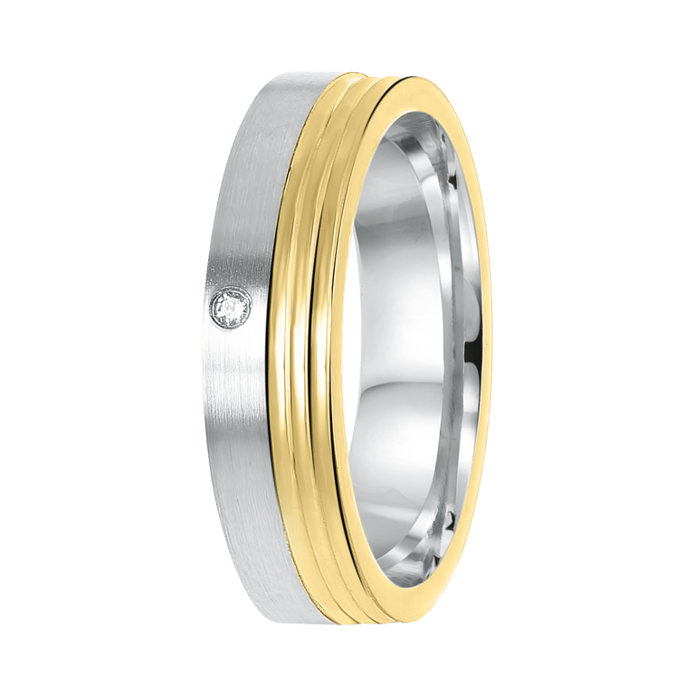Zilveren goldplated vriendschapsring Fiji breed met zirkonia voor dames