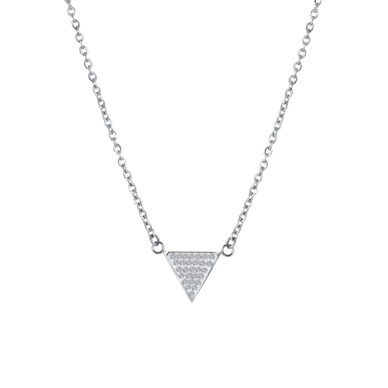 Sweet to send gerecycled stainless steel ketting triangle met kristal voor dames