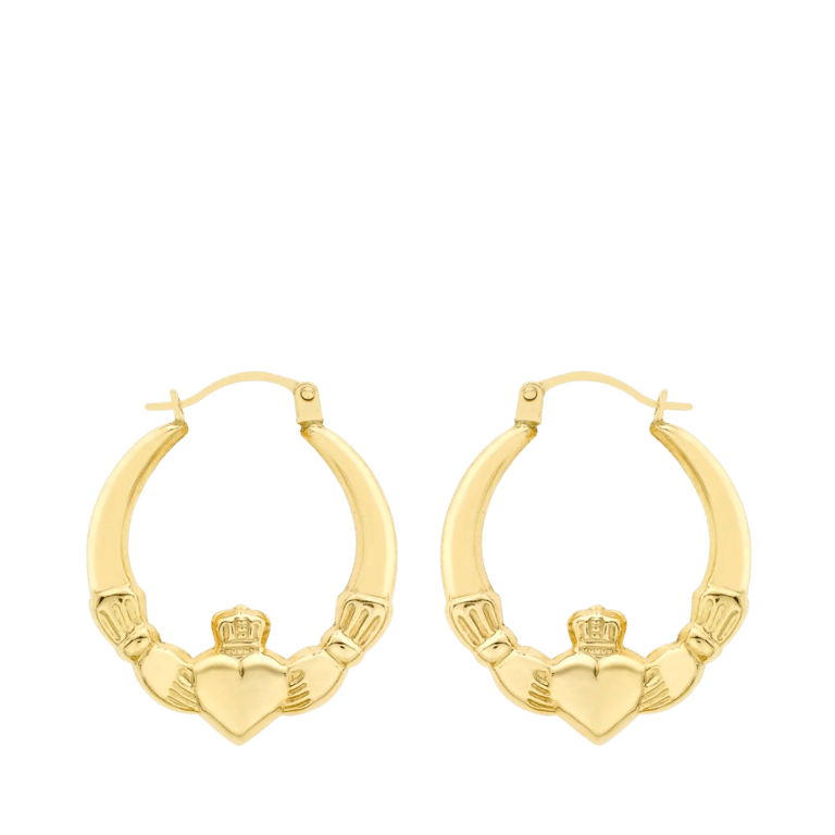 375 Gold Ohrringe, oval, mit Herz