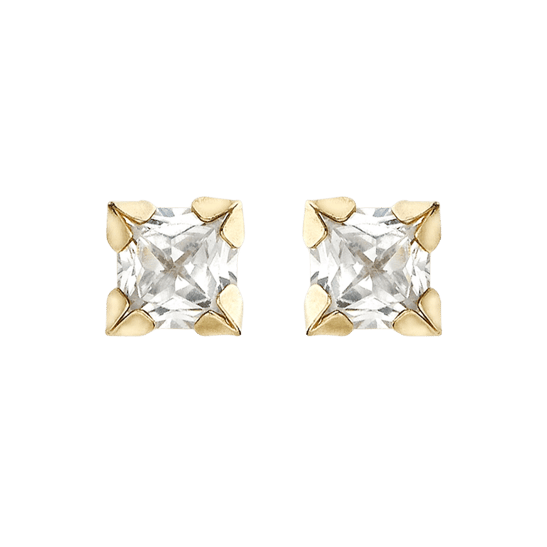 375 Gold Ohrstecker, viereckig, mit Zirkonia