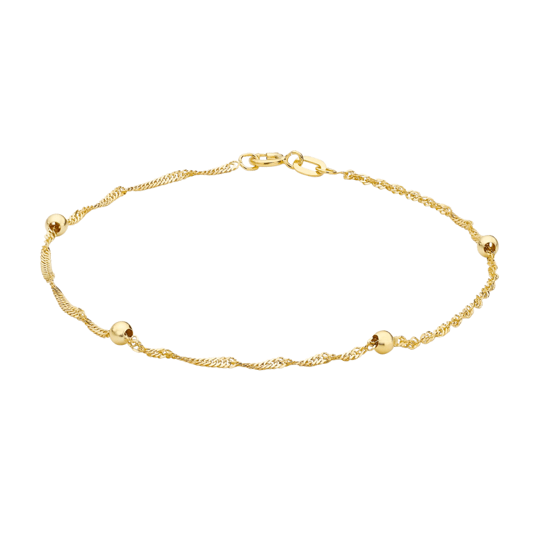 375 Gold gedrehtes Armband mit Kugel