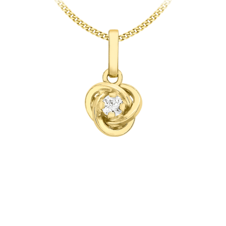 Kette aus 375 Gold mit Knotenanhänger mit Zirkonia
