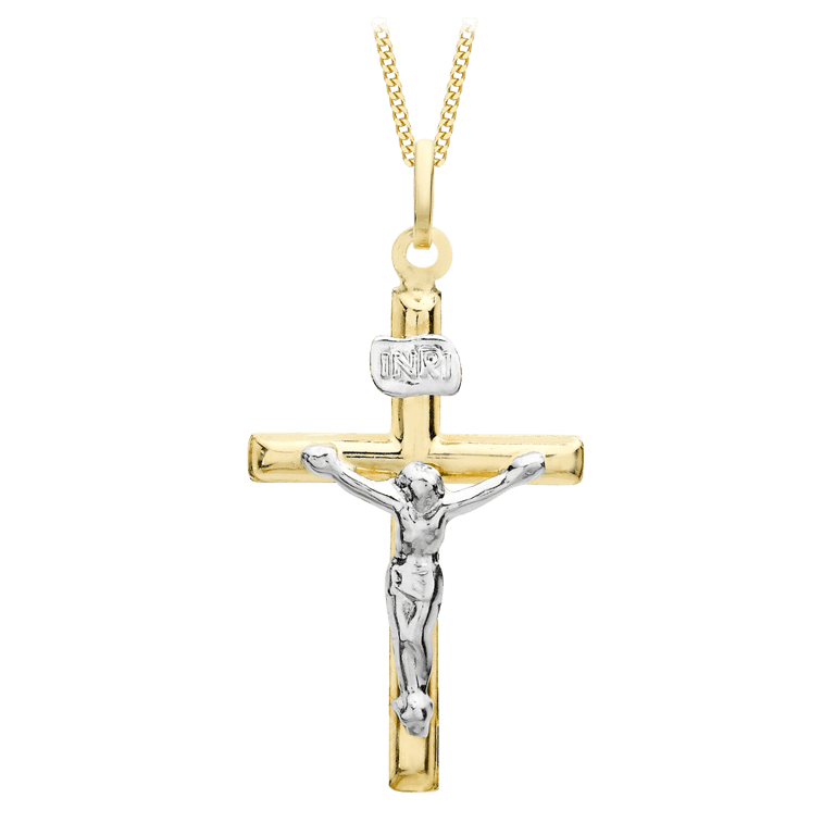9 Karaat bicolor ketting met hanger kruis