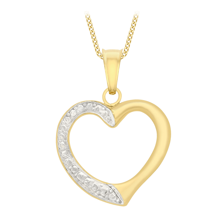 9 karaat bicolor ketting met hanger open hart voor dames
