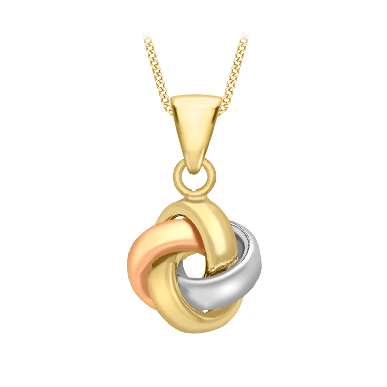 9 karaat tricolor ketting met hanger knoop voor dames