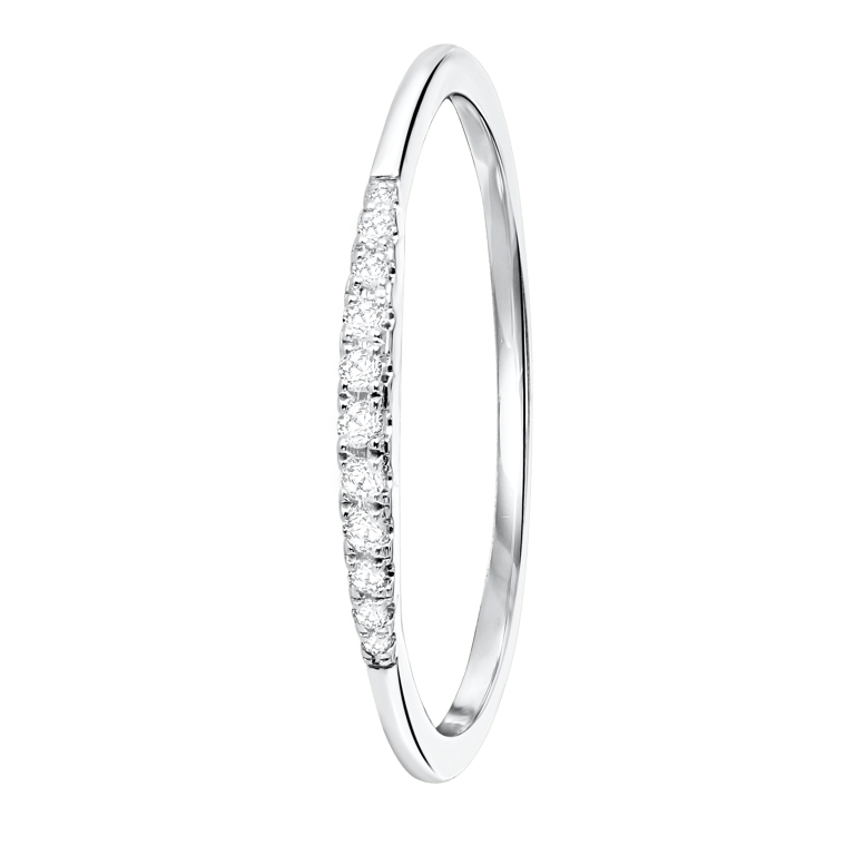 14 Karaat witgouden ring met 11 diamanten (0,06ct)