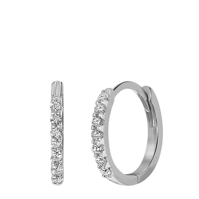 14 Karaat witgouden oorbellen met diamant 0.15ct