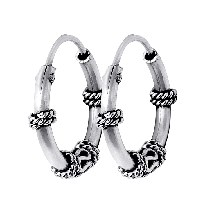 Ohrringe aus 925 Silber, Bali, 12 mm