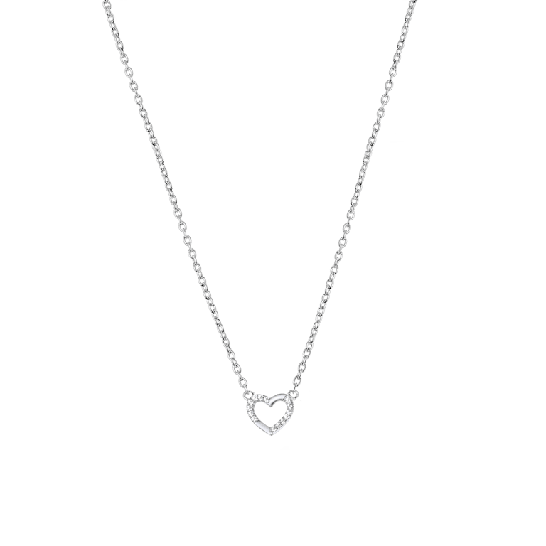 Zilveren ketting hart met zirkonia