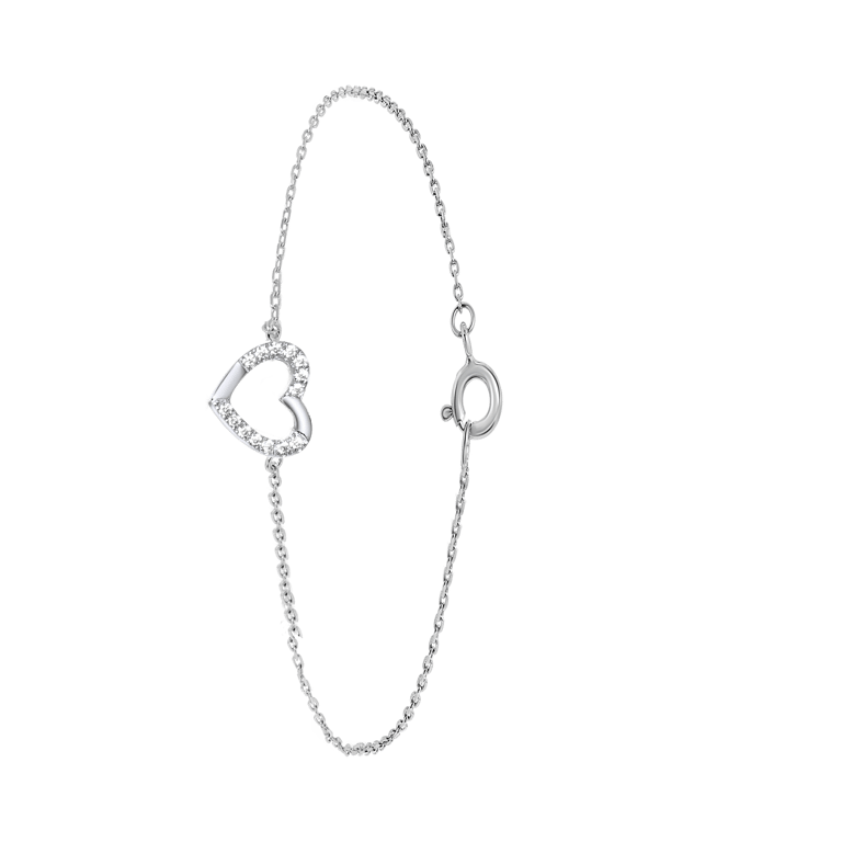 Armband, 925 Silber, Herz mit Zirkonia