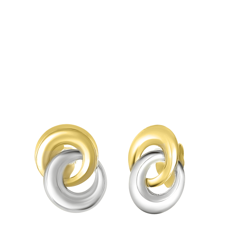 14 karaat gouden bicolor oorknoppen voor dames