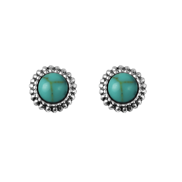 Zilveren oorbellen rond turquoise Bali